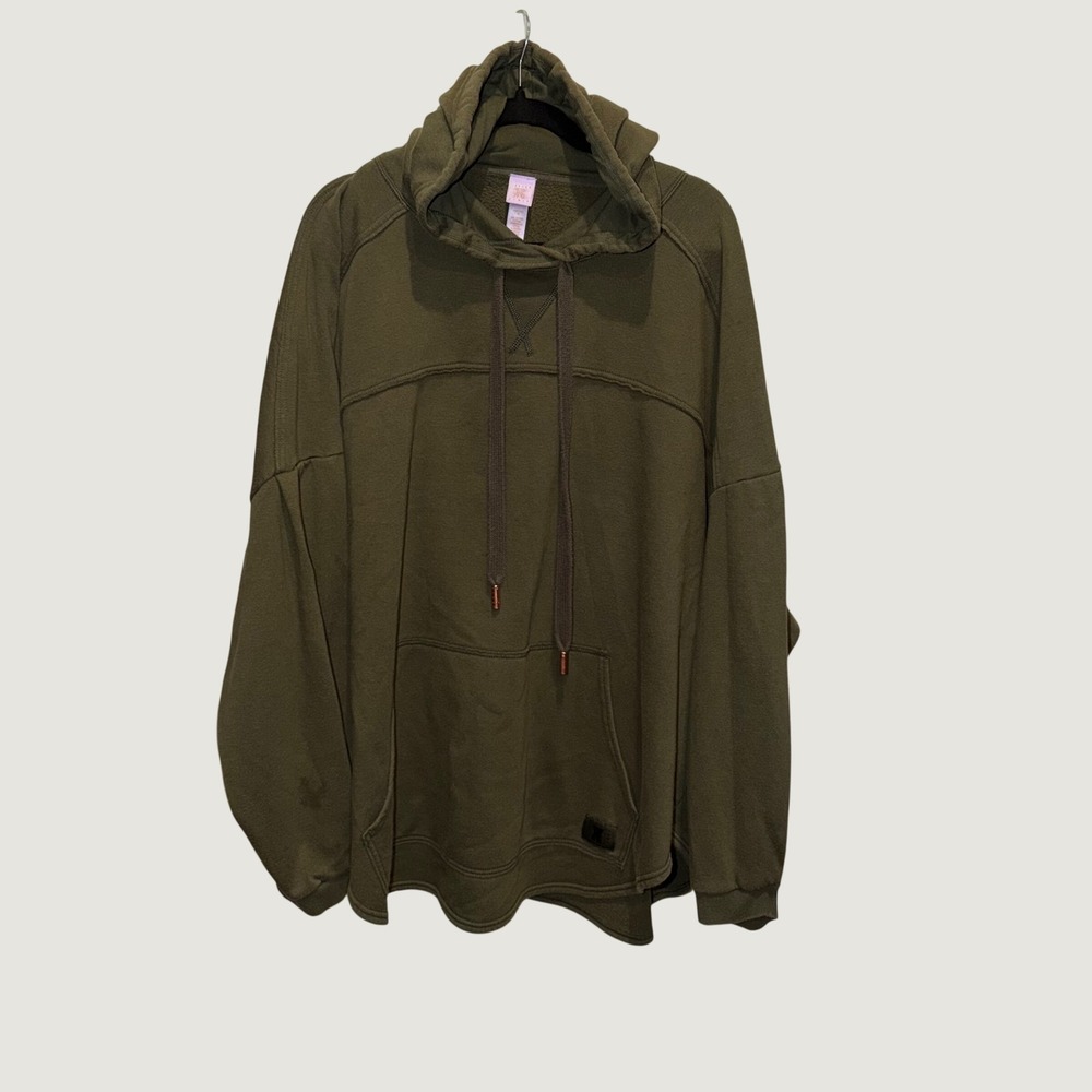 Savage X Fenty Oversized Hoodie Olive Green Fleece Sweatshirt Streetwear Grunge